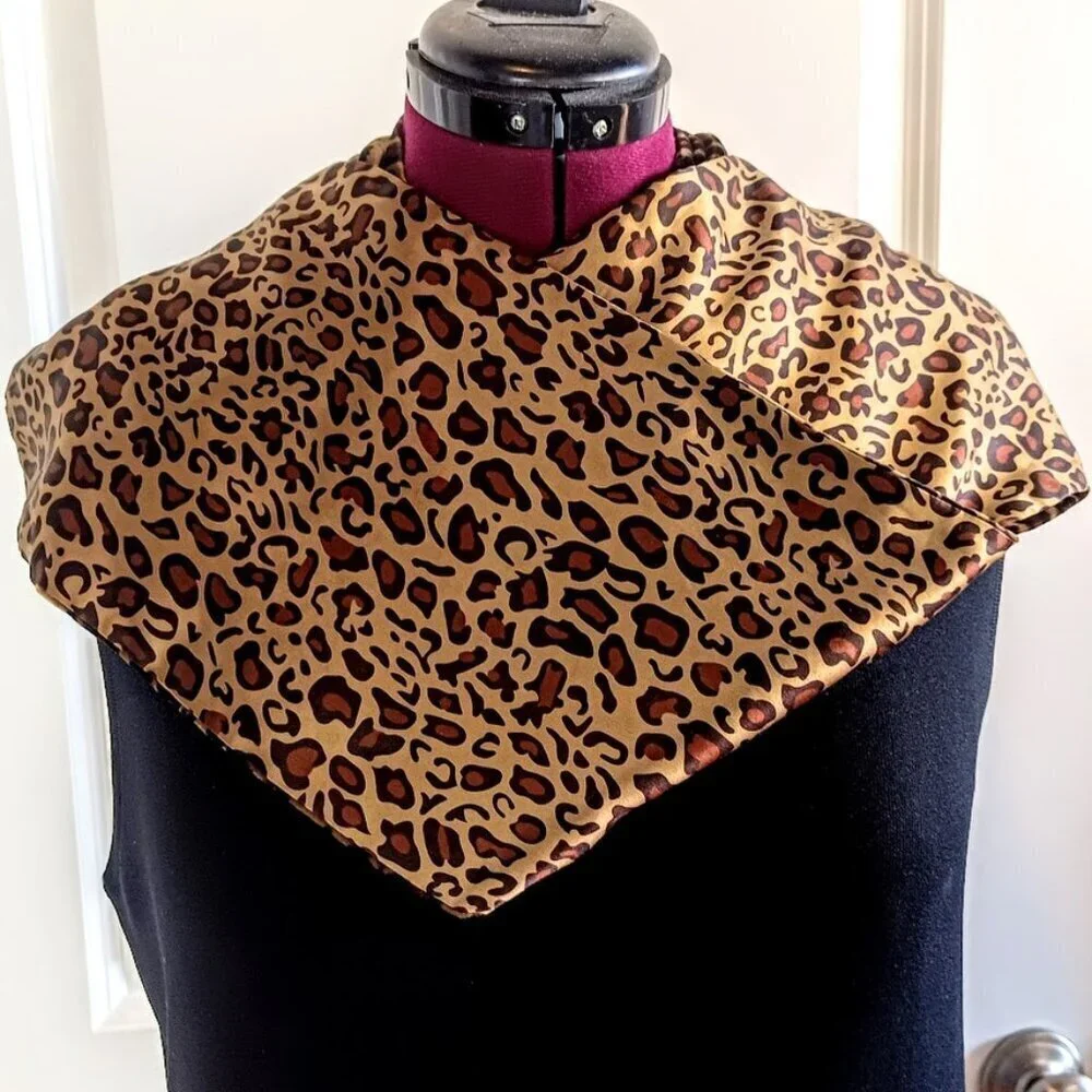 Brown Animal Print Silk Velvet Oblong Scarf